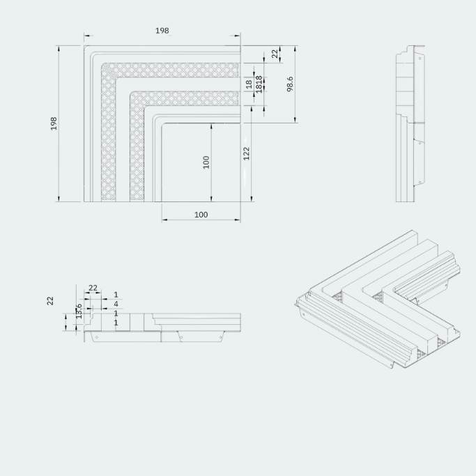 LINE 1/2/3 Slot 18mm Corner Diffuser, 90 Degree - Ventmann UK
