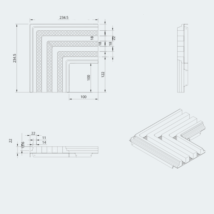 LINE 1/2/3 Slot 18mm Corner Diffuser, 90 Degree - Ventmann UK