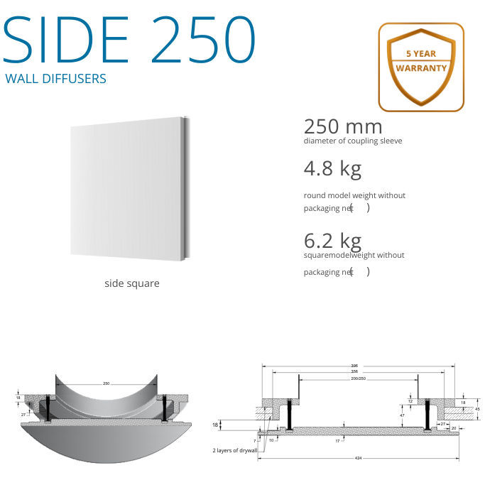 Side Square Diffuser - Ventmann UK