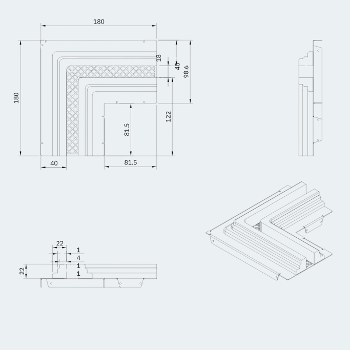 LINE 1/2/3 Slot 18mm Corner Diffuser, 90 Degree - Ventmann UK
